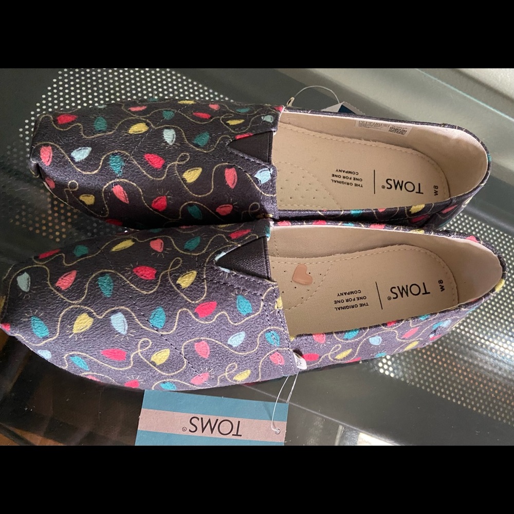 TOMS Holiday Lights Slip On Shoes - Size 7.5 & 8